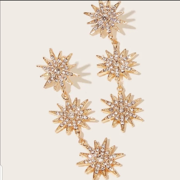 Starburst Crystal Drop Earrings - Picture 3 of 4